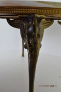 Antyczny okrągły stolik kawowy Ludwik XV z płytą onyksową