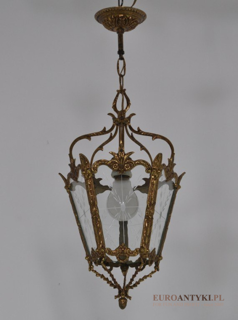 Zabytkowa pałacowa lampa wisząca do dworu lampka zwis na korytarz hol. Lampy dworskie.