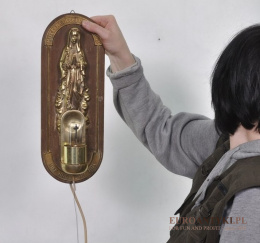 Matka Boża z Lourdes LAMPKA ANTYK ŚWIECĄCY KRZYŻ x