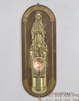 Matka Boża z Lourdes LAMPKA ANTYK ŚWIECĄCY KRZYŻ x