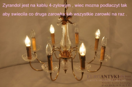 DUZY STARY ZYRANDOL SZKLANE OZDOBY LAMPA SUFITOWA