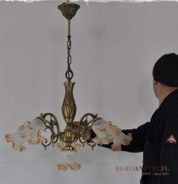 XL STARY DUZY ZYRANDOL LAMPA SUFITOWA Z KLOSZAMI