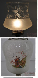 XL SREBRNA DUZA STARA JAPONSKA LAMPA Z PORCELANY