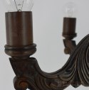 Eklektyczny drewniany żyrandol dworski. Lampa rzeźbiona do pałacyku salonu. Eklektyzm do domu.