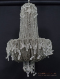 Żyrandol shabby chic glamour z koralików. Lampa sufitowa meduza. Oświetlenie vintage retro.