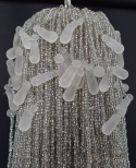 Żyrandol shabby chic glamour z koralików. Lampa sufitowa meduza. Oświetlenie vintage retro.