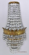 Kryształowe kinkiety antyki z okresu międzywojennego antyczne lampy z kryształkami pałacowe