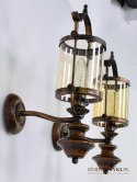 2 nietypowe kinkiety szklane walce lampki ścienne rustykalne do dworku