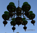 Empire żyrandol salonowy z zielonymi kloszami lampa Empir antyk