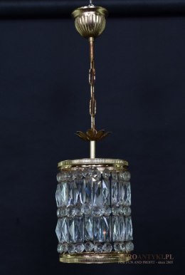 Lampa wisząca kryształowy walec do ganku holu lampka na korytarz retro vintage