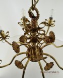 Rustykalny żyrandol mosiężny z kwiatkami złota lampa sufitowa