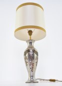 Srebrna lampa stołowa lampka muzealna z abażurem antyk do salonu