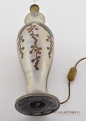 Srebrna lampa stołowa lampka muzealna z abażurem antyk do salonu