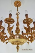 Imponujący żyrandol salonowy ze smokami lampa do dworku pałacyku antyki