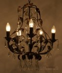 Kryształowy żyrandol retro shabby chic rustyk lampa wisząca