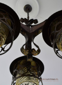 Lampa do zamku karczmy żyrandol do oberży knajpy rustykalne oświetlenie