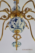Rustykalny żyrandol salonowy lampa z niebieskimi motywami rustykalnymi
