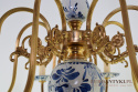 Rustykalny żyrandol salonowy lampa z niebieskimi motywami rustykalnymi