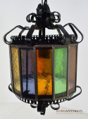 Szklany witrażowy walec lampa sufitowa cylider witraż antyki lampy