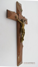 Duży stary krzyż ścienny z Jezusem Chrystusem INRI kościelny krzyżyk góralski