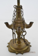 Lampka oliwna z brązu zabytkowa lampa Aladyna antyk olejowy
