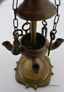 Lampka oliwna z brązu zabytkowa lampa Aladyna antyk olejowy