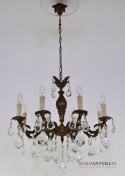 Pałacowy żyrandol kryształowy antyk chandelier salonowy kaskada kryształów