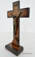 100 letnia pasyjka krzyż laciński stojący z Jezusem Chrystusem INRI antyk