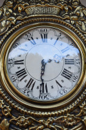 Francuski mosiężny zegar z dużym wahadłem antyk do pałacyku dworku
