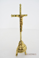 Mosiężna pasyjka z Jezusem Chrystusem stojący krzyżyk zabytkowy