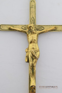 Mosiężna pasyjka z Jezusem Chrystusem stojący krzyżyk zabytkowy