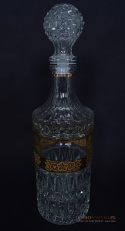 Antyk starodawny komplet kryształowy karafka i szklanki pozłacane do whisky burbona