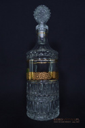 Antyk starodawny komplet kryształowy karafka i szklanki pozłacane do whisky burbona