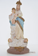 Figurka z gipsu Matka Boska z Jezusem na rękach antyk z francuskiego kościoła z lat 1900