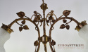 Florystyczna lampa sufitowa żyrandol trójramienny z kloszami zabytkowy dworkowy