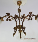 Florystyczna lampa sufitowa żyrandol trójramienny z kloszami zabytkowy dworkowy
