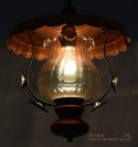 Klasyczny zwis rustykalny lampa wisząca z miedzianym talerzem do góralskiej chaty