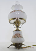 Wiktoriańska lampa nastalgiczna retro lampka stołowa szklana z kwiatkami