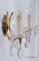 2 kinkiety mosiężne z kryształami babcine lampki na ściane w stylu retro antyki