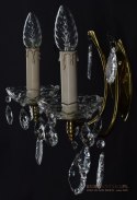 2 kinkiety mosiężne z kryształami babcine lampki na ściane w stylu retro antyki