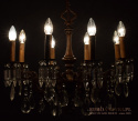 Ekstraordynaryjny żyrandol gabinetowy chandelier z kryształami lampa z brązu zabytkowa