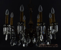 Ekstraordynaryjny żyrandol gabinetowy chandelier z kryształami lampa z brązu zabytkowa