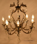 Srebrny kryształowy żyrandol do sypialni wytworny muzealny chandelier z kryształami