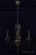Zabytkowa lampa sufitowa z kryształami mały żyrandol do łazienki sypialni antyk