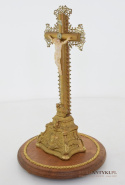 Cylindryczny Jezus Chrystus antyk z francuskiego kościoła INRI zabytkowy krucyfix