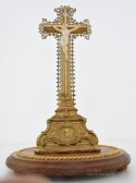 Cylindryczny Jezus Chrystus antyk z francuskiego kościoła INRI zabytkowy krucyfix