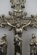 Jezus Chrystus pod szkłem krzyż kościelny na ołtarz do kapicy INRI zabytki katolickie