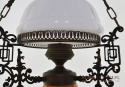 Nostalgiczna lampa rustykalna nad stolik oświetlenie do wiejskiej chaty retro skansen