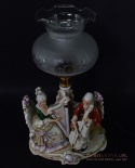 Pałacowa lampka na stolik porcelanowa lampa koncert dworski antyk