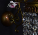Antyki 2 kinkiety kryształowe vintage lampki na ścianę z kryształami retro oświetlenie